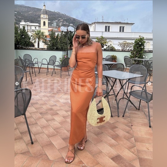 Zara Linen Blend Midi Dress NWT - Picture 5 of 8